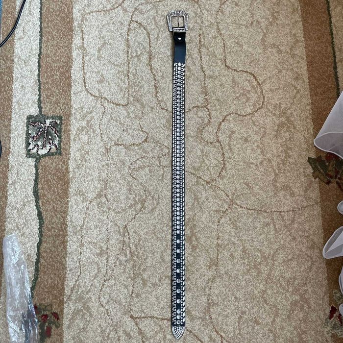 Ремень кожаный со стразами