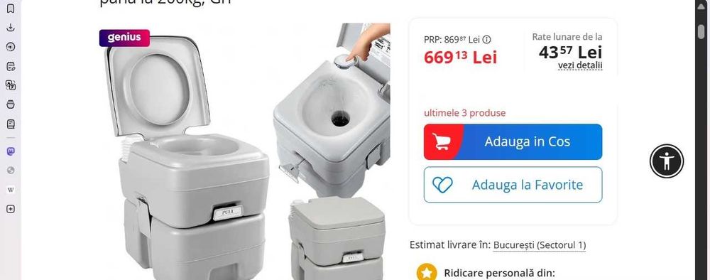 Toaleta mobila pentru camping sau pentru batrani
