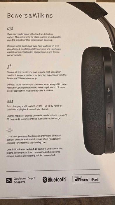 Căști HiFi Bowers & Wilkins Px8 Anulare Zgomot Fidelitate Maxima Bluetooth aptXHD Negre