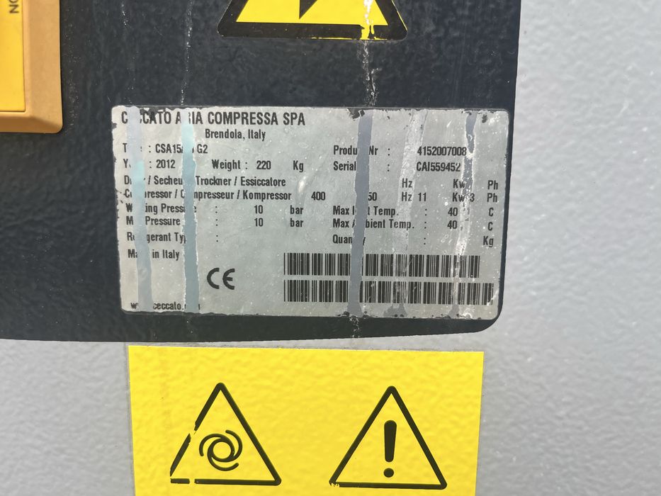 Винтов компресор Ceccato CSA 11kw 1550lt Обслужен!