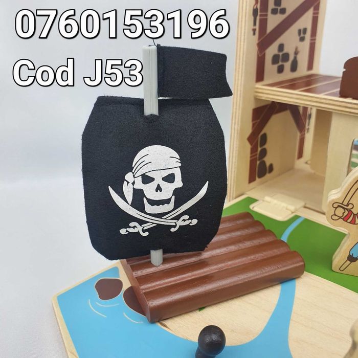 Insula cu comori a piraților-Din lemn-Set mobil pt calatorie-J53