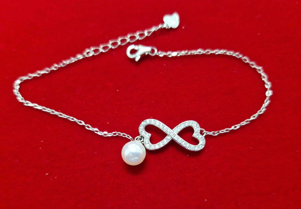 AG218,bratara argint 925,noua/marcata, infinit, cu perla flexibila,