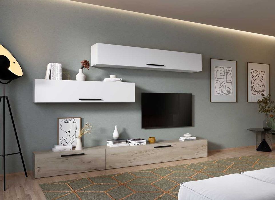 Living Pati 003 - Mobila Sufragerie Alba + Stejar