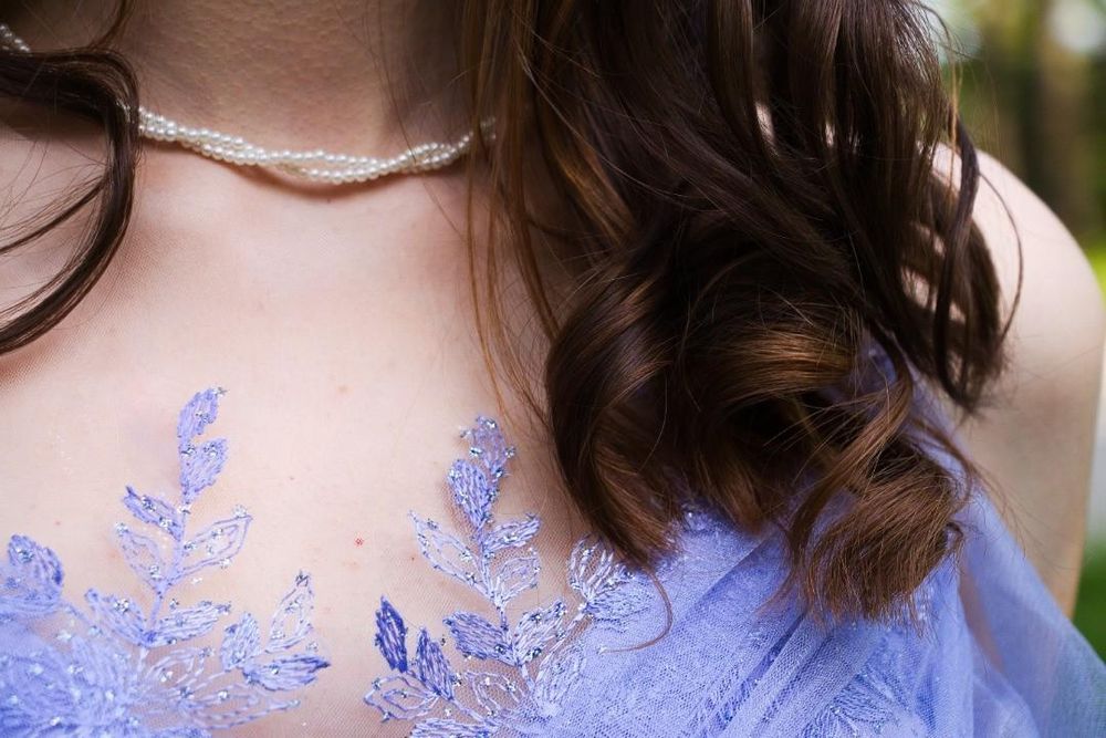 Лилава официална бална рокля