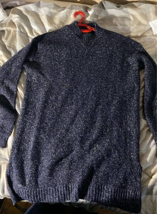 Cozy navy blue marled knit sweater.