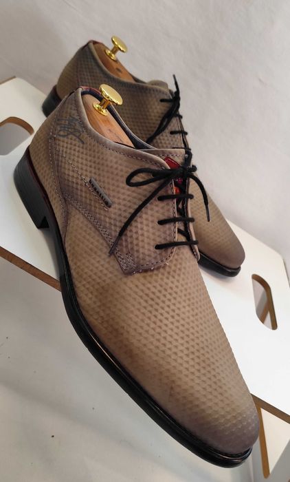 Pantofi derby 43 premium Bugatti piele naturala embosata camel