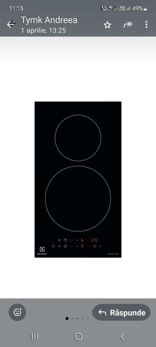 Plita inductie incorporabila Electrolux, 2 zone gatit