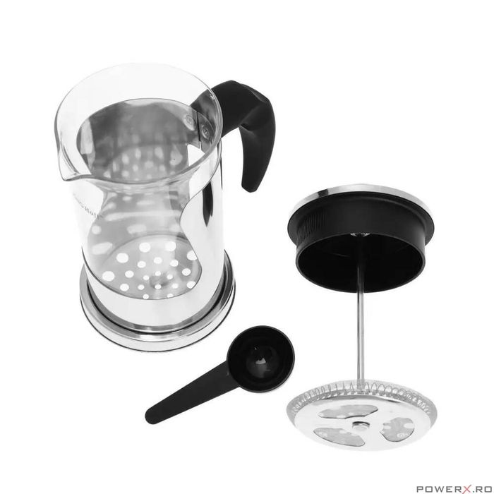 Infuzor pentru ceai, din sticla si inox, 0.6L, cu presa, Kinghoff