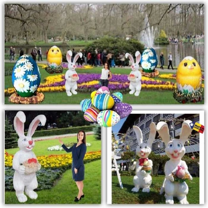 Iepure gigant de exterior 2 m, iluminat festiv Paste, figurine Paste