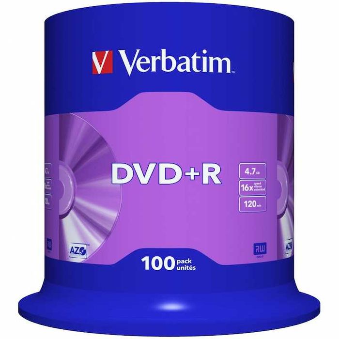 DVD+R Verbatim 16X, 4.7GB, spindle 100 buc.,sigilat