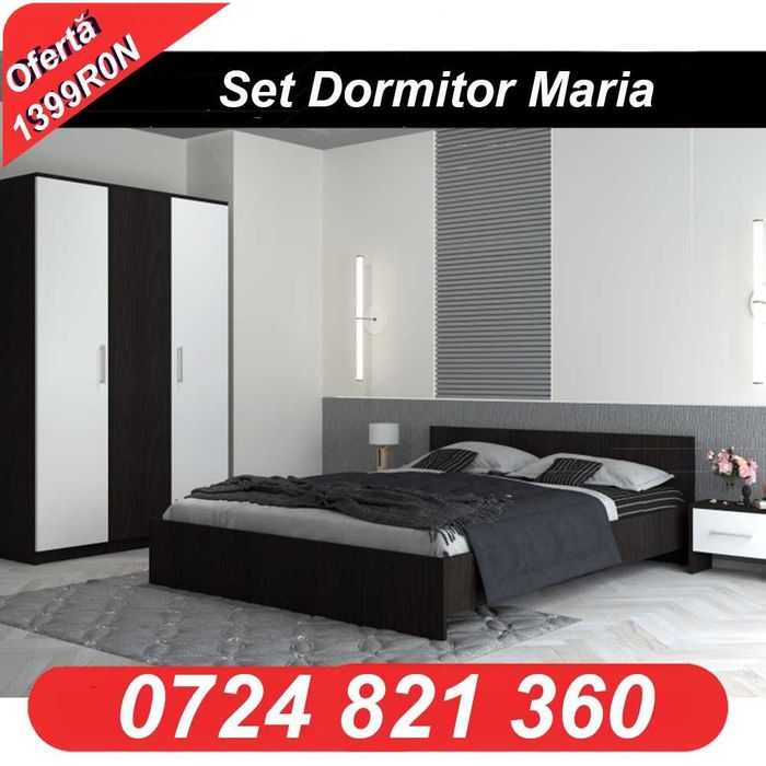 De vanzare Set mobila dormitor,Pat tapitat, Dormitor complet, Dressing