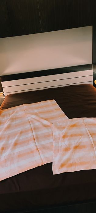 Set din bumbac plin 100%, imprimeu aztec, corai, nou