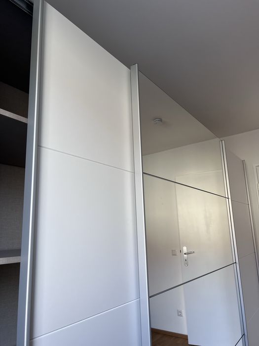 Dressing/Dulap 315/210/62 cm 3 usi culisante alb mat/oglinda