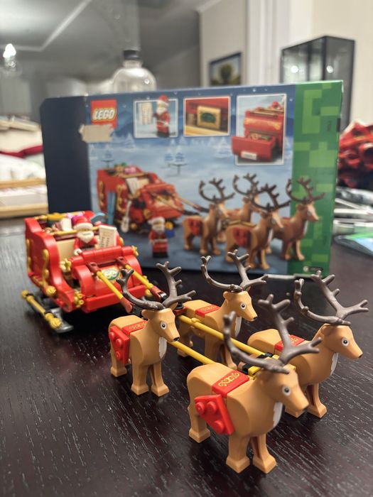 Набор Лего Lego дед мороз с санями оригинал