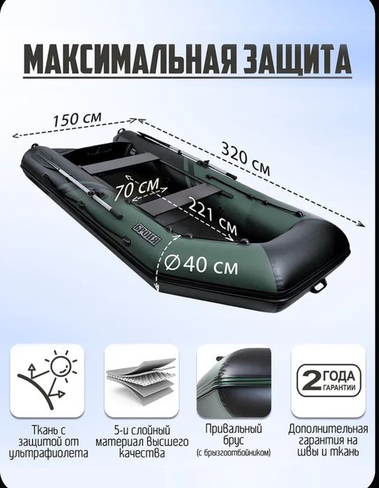 Продам лодка ПВХ под мотор Броня 3 .20