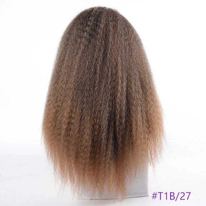 Kinky къдрава обемна омбре кафява перука на път с по-светли краища