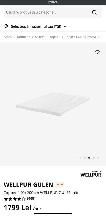 140x200 Saltea + Topper premium JYSK – ca noi – PREȚ PROMO 1000 RON