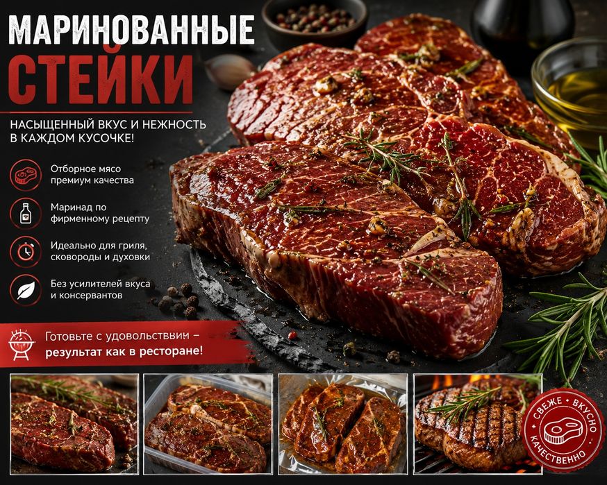 Доставка готовых стейков