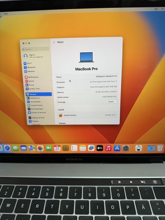 Apple MacBook Pro Touch 15 A1707 Late 2016