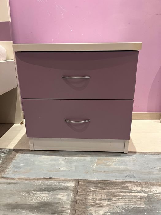 Комплект легло с матрак, нощно шкафче, бюро и шкаф