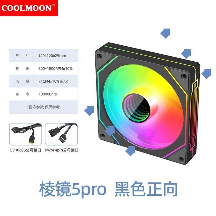 Высокопроизводительный ARGB вентилятор COOLMOON с плотным размещением