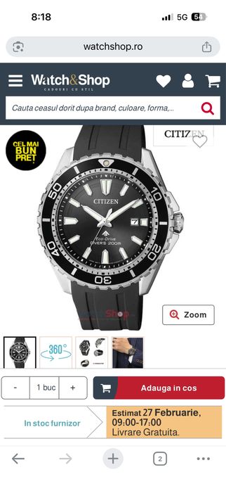 Vand Citizen Promaster EcoDrive Diver BN0190-15E