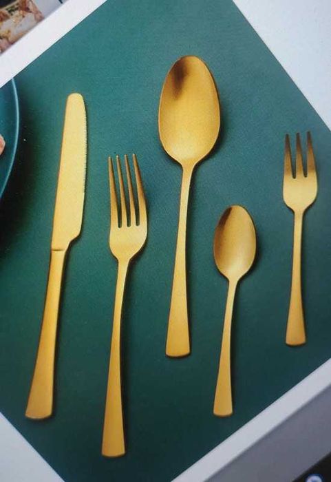 Set tacamuri 6 persoane 30 piese otel culoare  -golt mat .