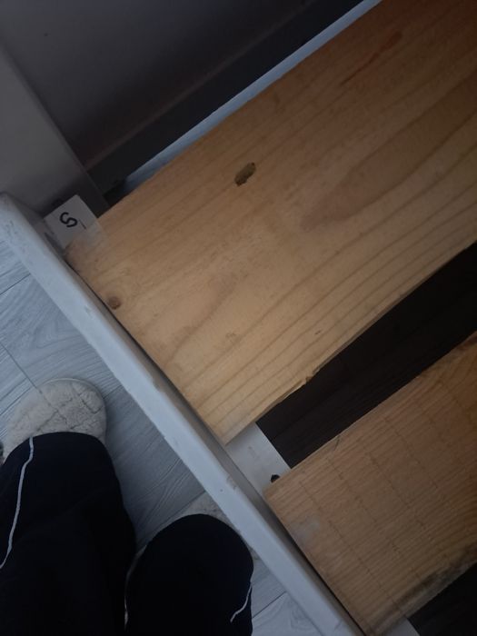 Pat 140/190 lemn masiv/MDF alb