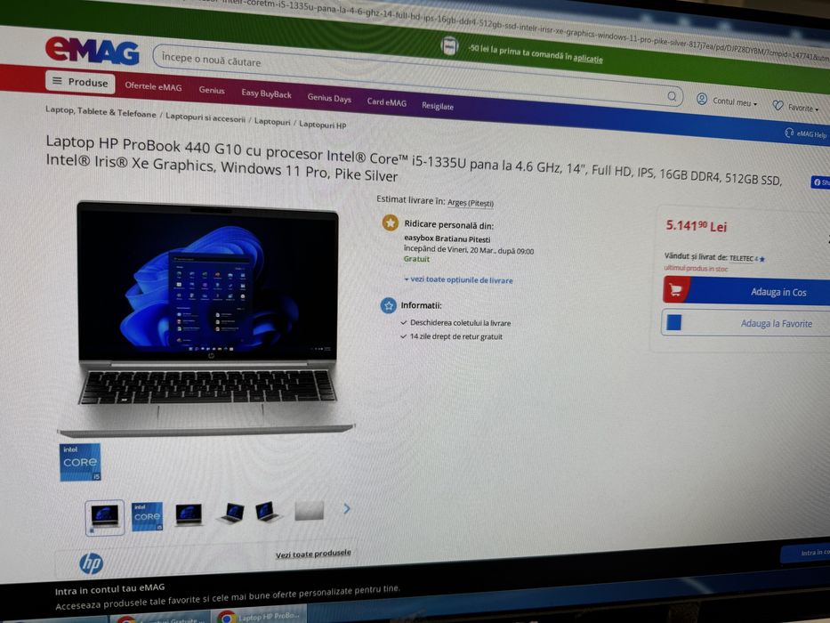 HP ProBook 440 G10 intel i5 1335U 14" Full HD, 16GB, SSD 512GB Sigilat