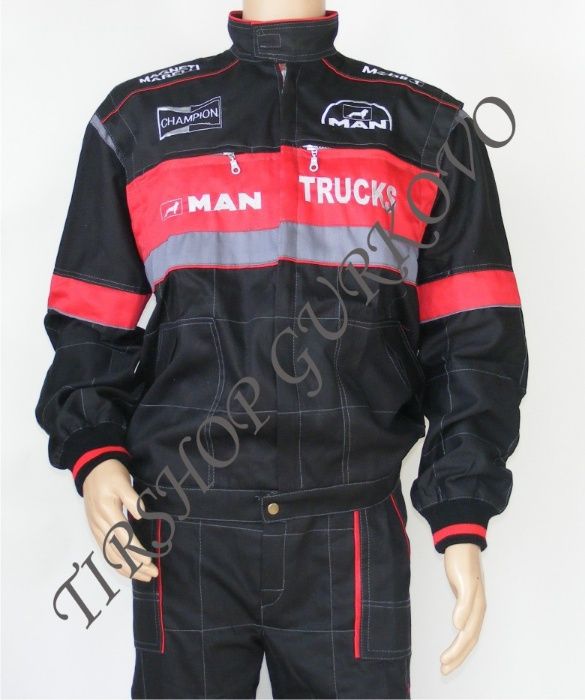 Комплект от две части (гащеризон + яке) с бродирано лого MAN,DAF,SCAN