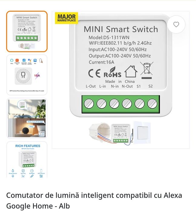 Releu inteligent wifi 16A compatibil