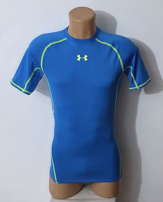 Under Armour, tricou compresiv cu mânecă scurtă UA HeatGear Blue Jet, ptr. bărbați, mărimea M