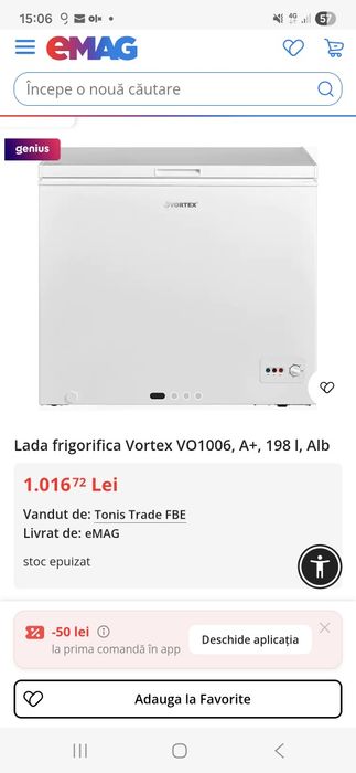 Lada frigorifica vortex model vo1006