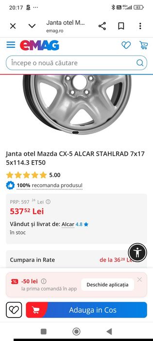 Jante otel pentru Mazda