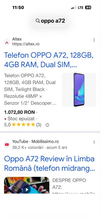 Vand telefon OppoA72
