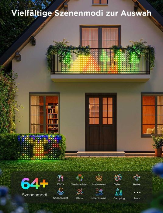 Govee Мрежа за феи за храсти с 480 светодиода, 0.87 x 2.9 м завеса