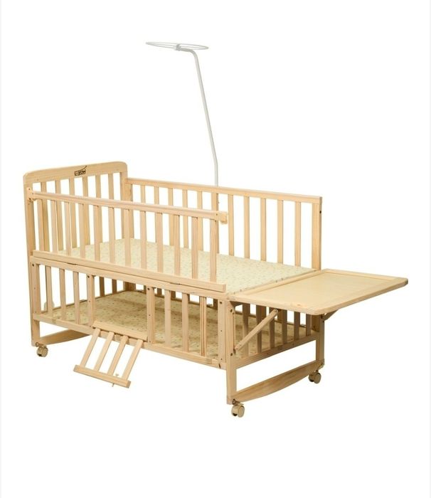 Patut bebelusi din lemn U-Grow 120x60 + saltea