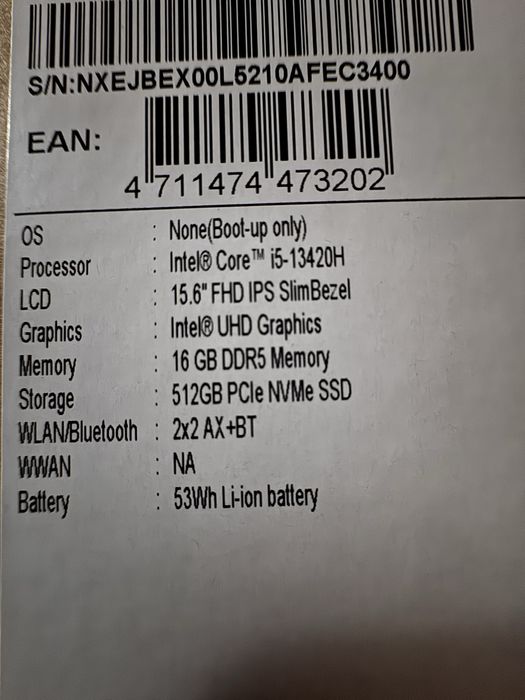 Vand laptop ACER EXTENSA EX215-57-53NZ NOU!