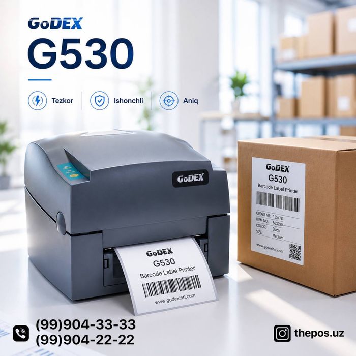Godex G530 barkod printer, ribbon, nakleyka