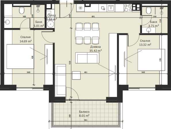 Изцяло Южен Тристаен Апартамент в Малинова Долина