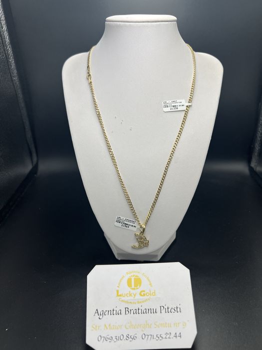 Lant,pandantiv aur 14k 6,00 gr, 1,90 gr lungime 50 cm cod 21338,21569