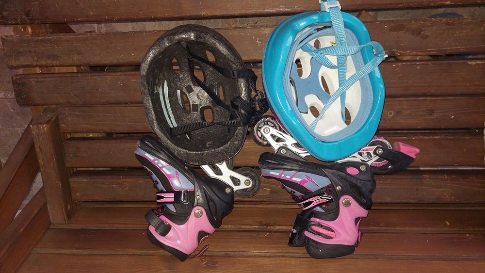 Role si casca de protectie - fetita - mar. S (33 - 36) GRATIS