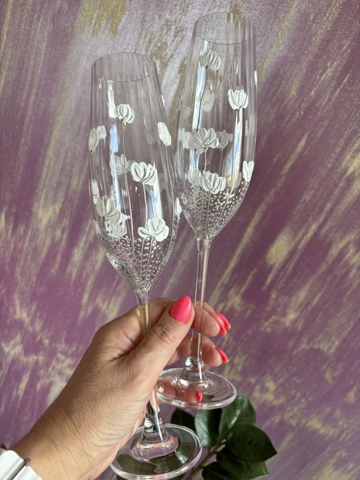 РАЗПРОДАЖБА!!! Рисувани сватбени ритуални чаши комплект от 2бр