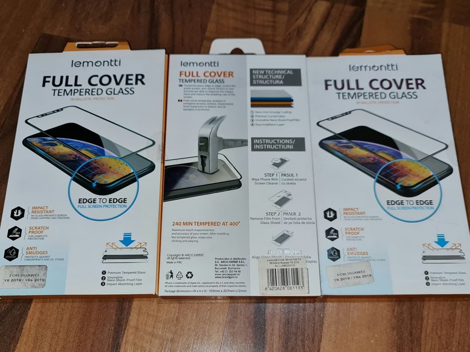 Folie sticla full cover originala Lemontti Huawei Y6 Y6s Y6 Pro 2019