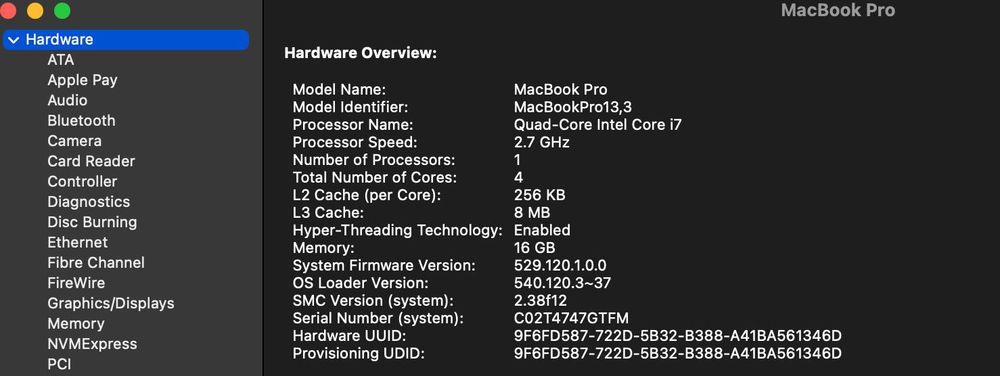 Apple MacBook Pro 15" 2016 (i7, 16GB RAM, 512GB SSD, Radeon Pro 2GB) - Baterie 266 cicluri