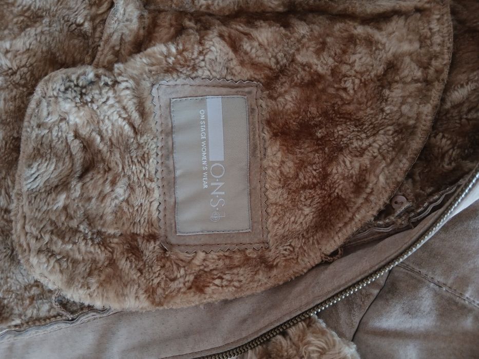 Y2k кожено sherpa палто