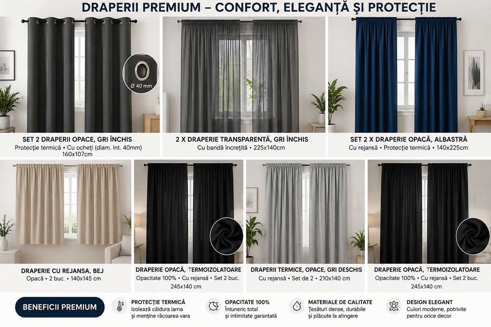 Draperii si perdele premium - Modele noi, stoc LIMITAT - preturi bune. Branduri premium precum Deconovo, Pony Dance