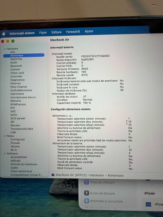 MacBook Air M2 / 256 GB / 8 GB RAM / Bat.100% / 37 Cicluri / Garantie * Krom Amanet Margeanului *