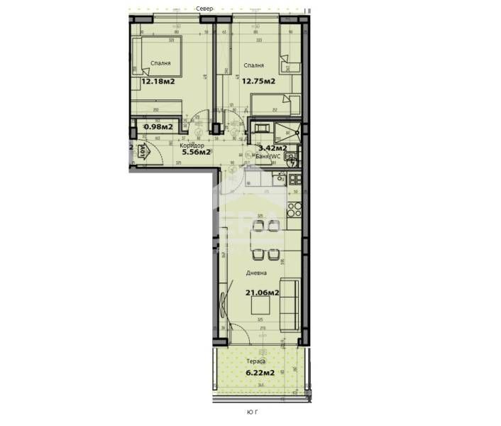 Тристаен апартамент за продажба, със собствен двор, в новострояща се с