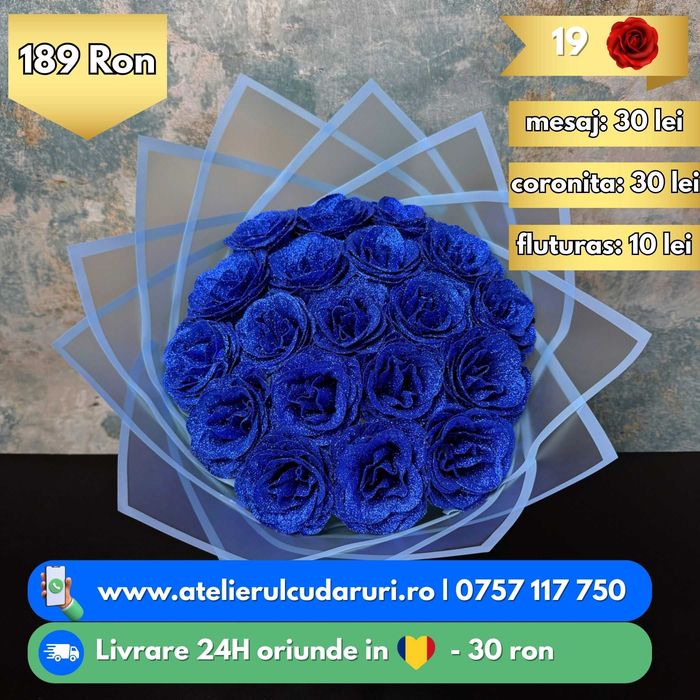 Buchete trandafiri din sapun personalizate + cu sclipici